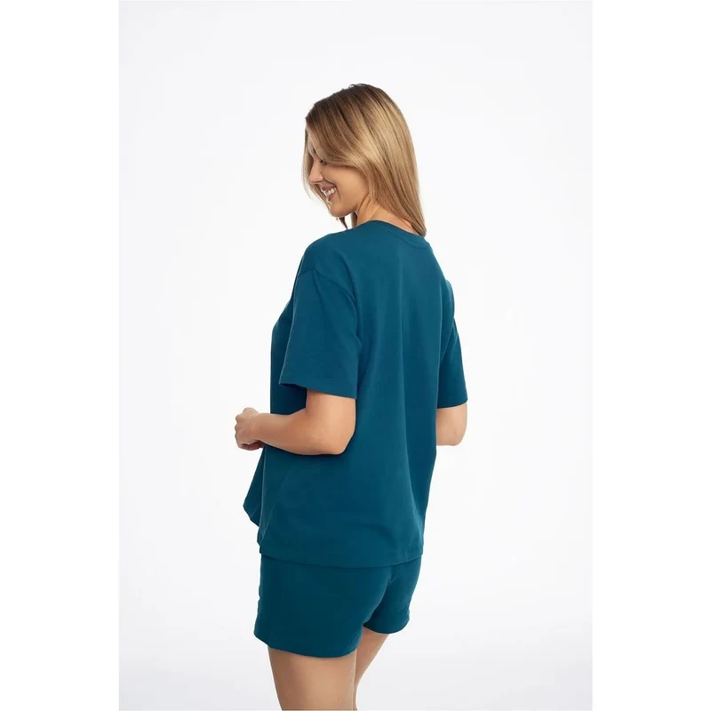 Pyjama femme Henderson 192667 loungewear confortable t-shirt short élastique coton doux navy blue pyjamas sexy intime détente maison