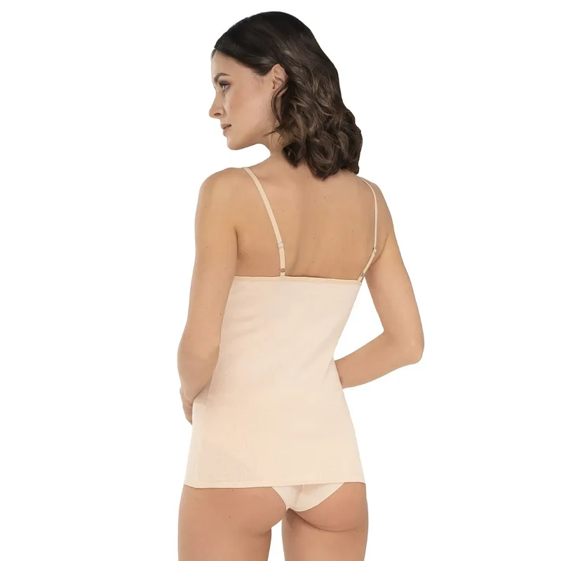 Blouse coton haute qualité Babell tricot doux dentelle délicate bretelles ajustables bonnets profilés décolleté subtil confort respirant éthique