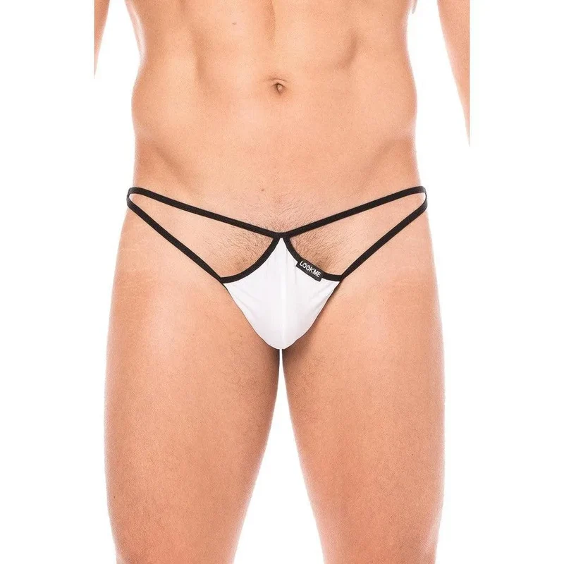 string ficelle homme mini blanc séduisant confortable doux maintien poche goutte multiples ficelles polyamide élasthanne sensuel séducteur