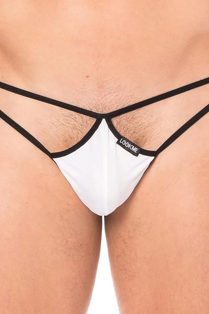 string ficelle homme mini blanc séduisant confortable doux maintien poche goutte multiples ficelles polyamide élasthanne sensuel séducteur