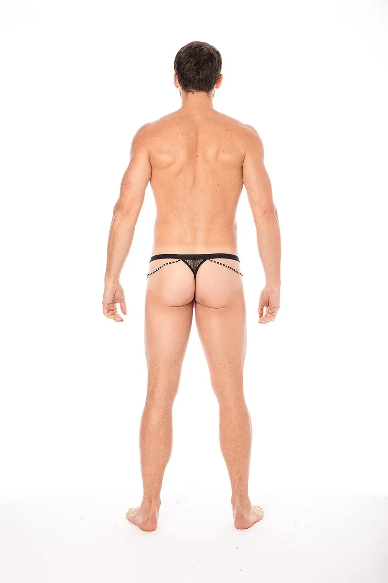 string homme magenta confortable doux sensuel séduisant style branché urbain collection filet cordelettes opacité seconde peau polyamide élasthanne