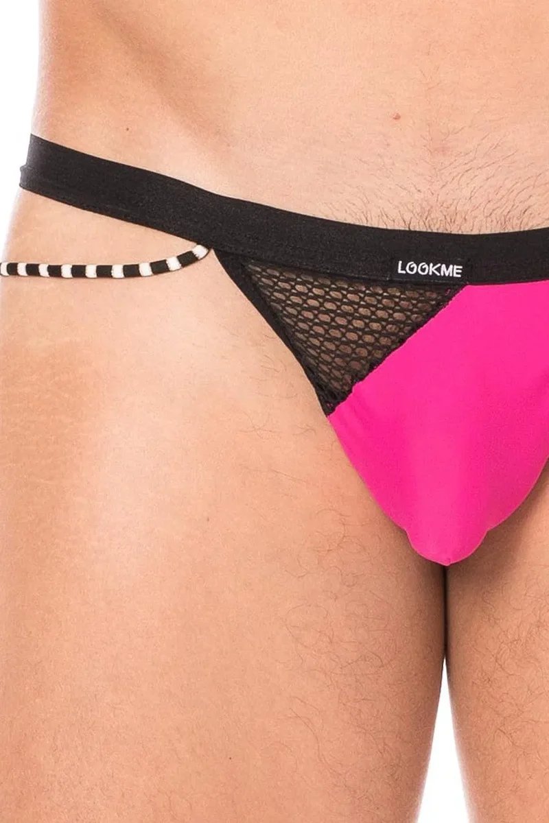 string homme magenta confortable doux sensuel séduisant style branché urbain collection filet cordelettes opacité seconde peau polyamide élasthanne