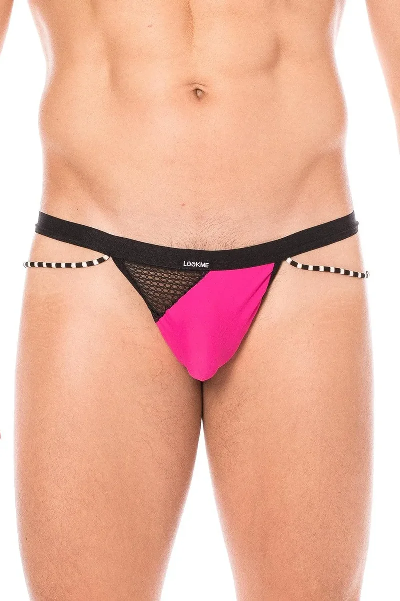 string homme magenta confortable doux sensuel séduisant style branché urbain collection filet cordelettes opacité seconde peau polyamide élasthanne