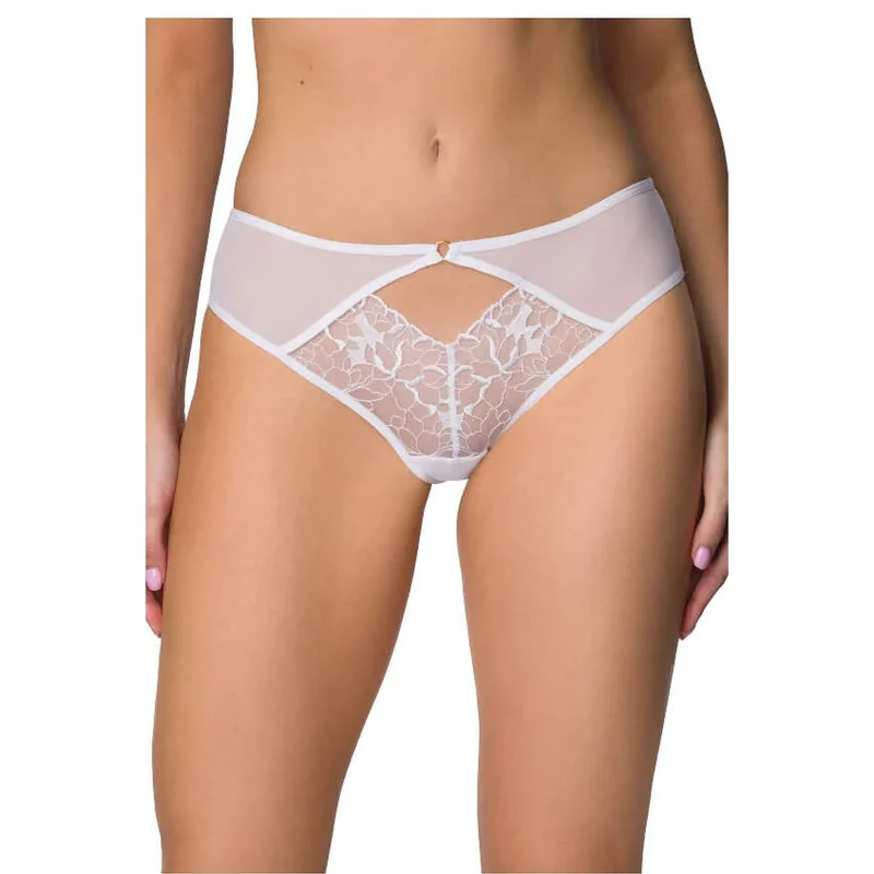 Lingerie féminine élégante et sensuelle String dentelle blanche floral Elara confort ajustement taille basse femmes occasions spéciales