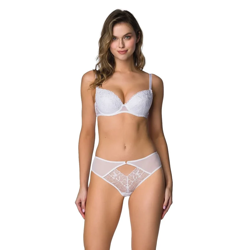 Lingerie féminine élégante et sensuelle String dentelle blanche floral Elara confort ajustement taille basse femmes occasions spéciales