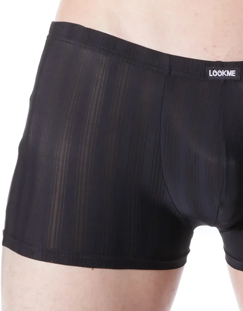 Boxer homme noir élégant glamour confortable extensible moulant rayures ton sur ton polyester elasthanne doux respirant maintien ceinture plate