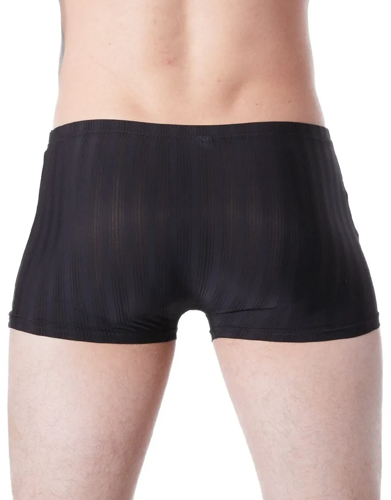 Boxer homme noir élégant glamour confortable extensible moulant rayures ton sur ton polyester elasthanne doux respirant maintien ceinture plate