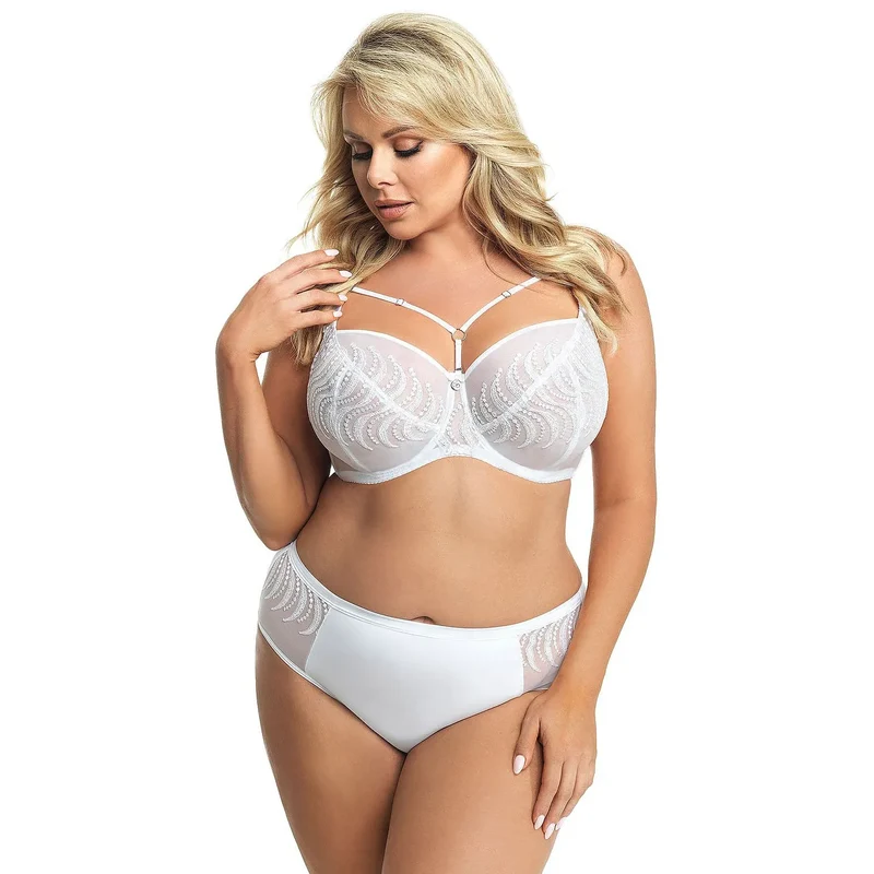 soutiengorge Gorsenia broderie sexy élégante transparent blanc ruban noeuds bretelles dorée fronces maintien elasthanne légère sophistiqué sensuelle raffinée