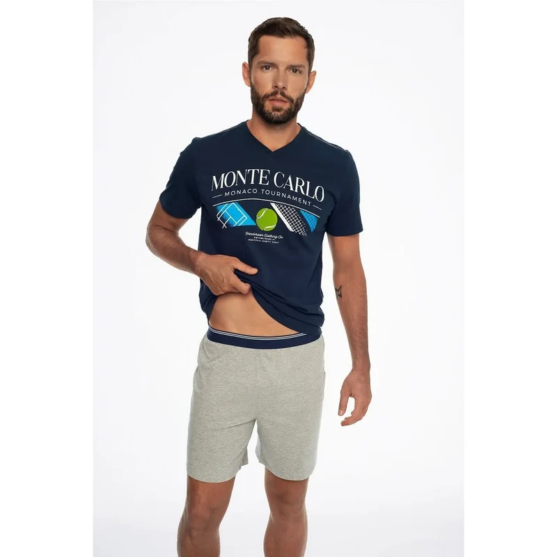 Pyjama homme élégant Monte Carlo Tournament tennis graphique coton confortable loungewear sexy couple intime soirée