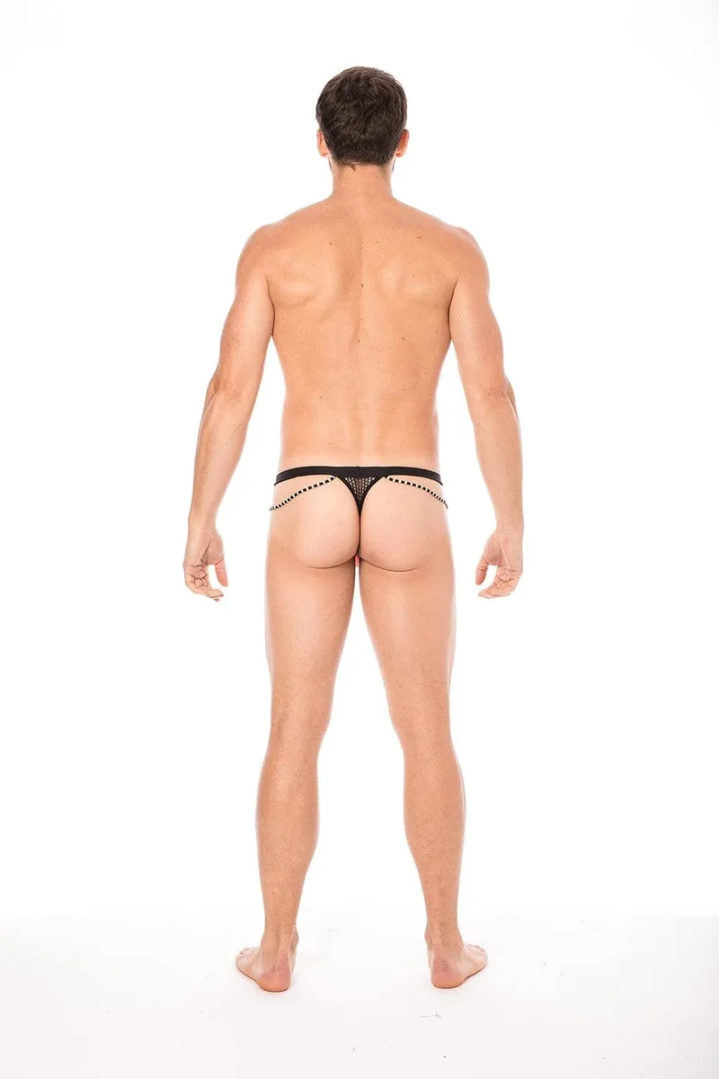string homme sexy tendance confortable douceur seconde peau filet opacité cordelettes polyamide élasthanne collection urbaine branché charme