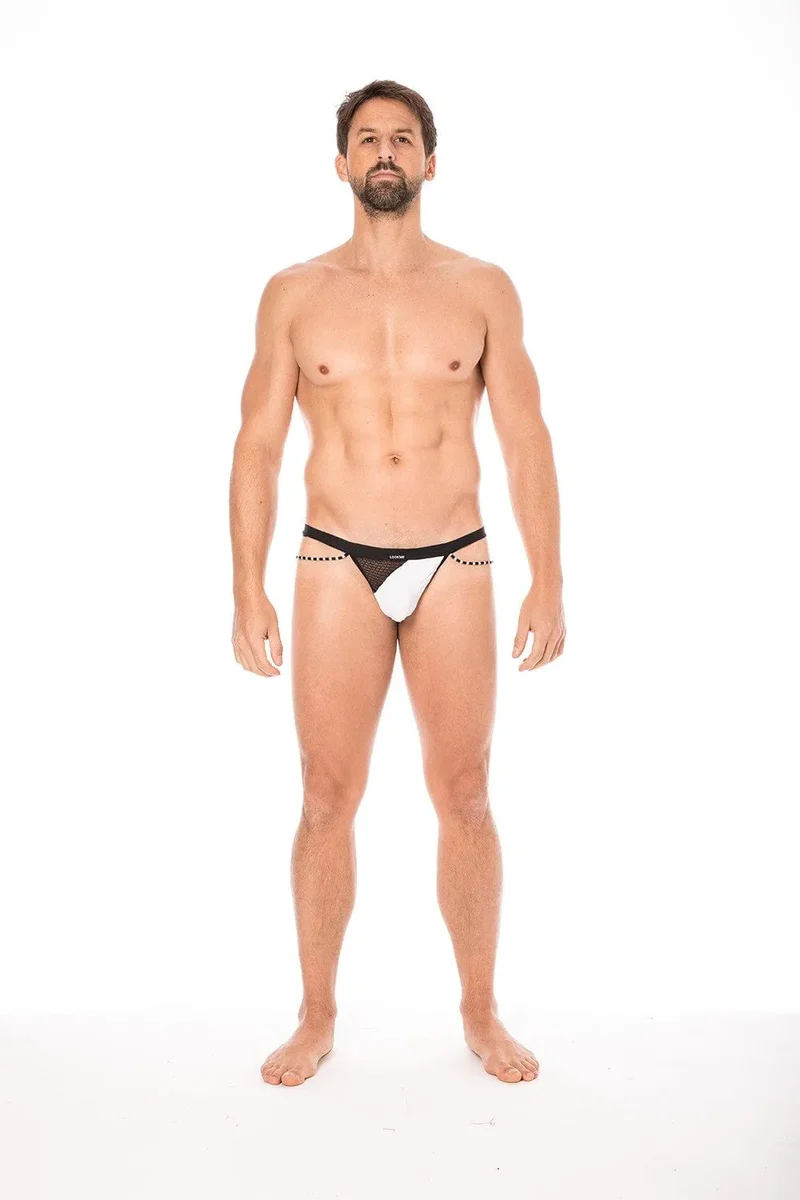 string filet homme blanc sexy confortable résille polyamide élasthanne extensible collection urban cordelettes ficelle audacieux séduction soirée
