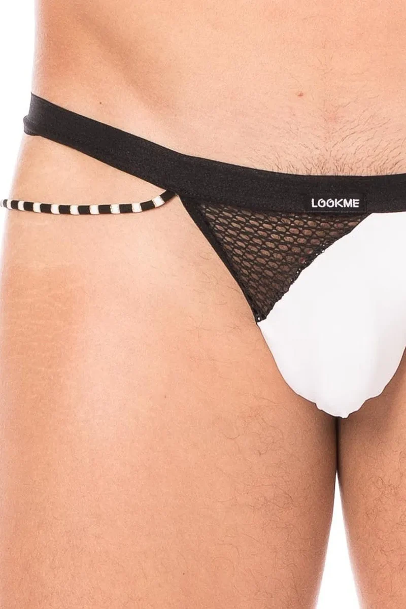 string filet homme blanc sexy confortable résille polyamide élasthanne extensible collection urban cordelettes ficelle audacieux séduction soirée