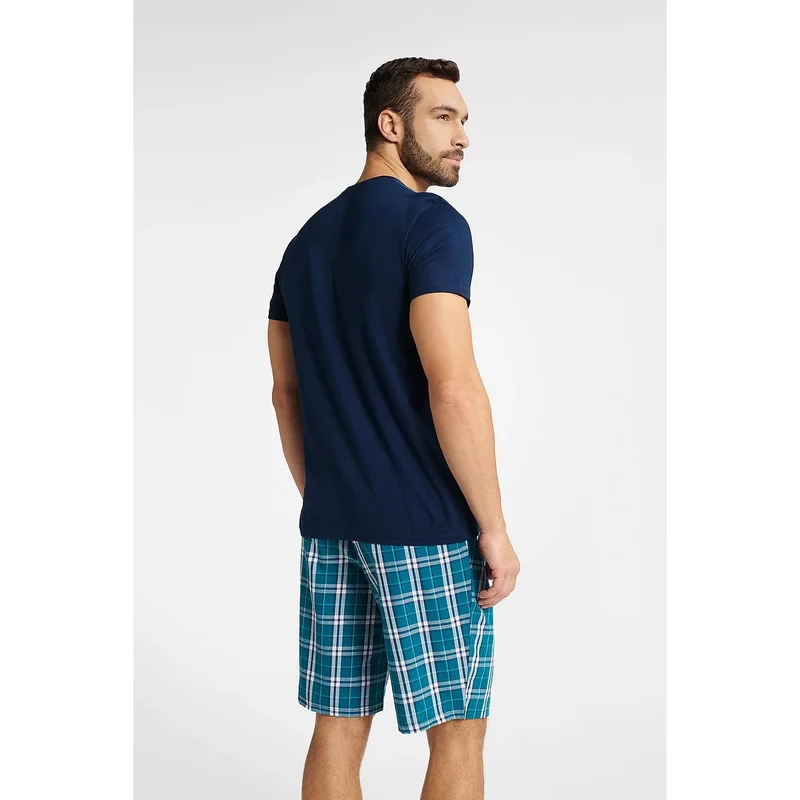 Pyjama Henderson 175640 homme coton loungewear classique pyjamas été manches courtes encolure ronde short carreaux