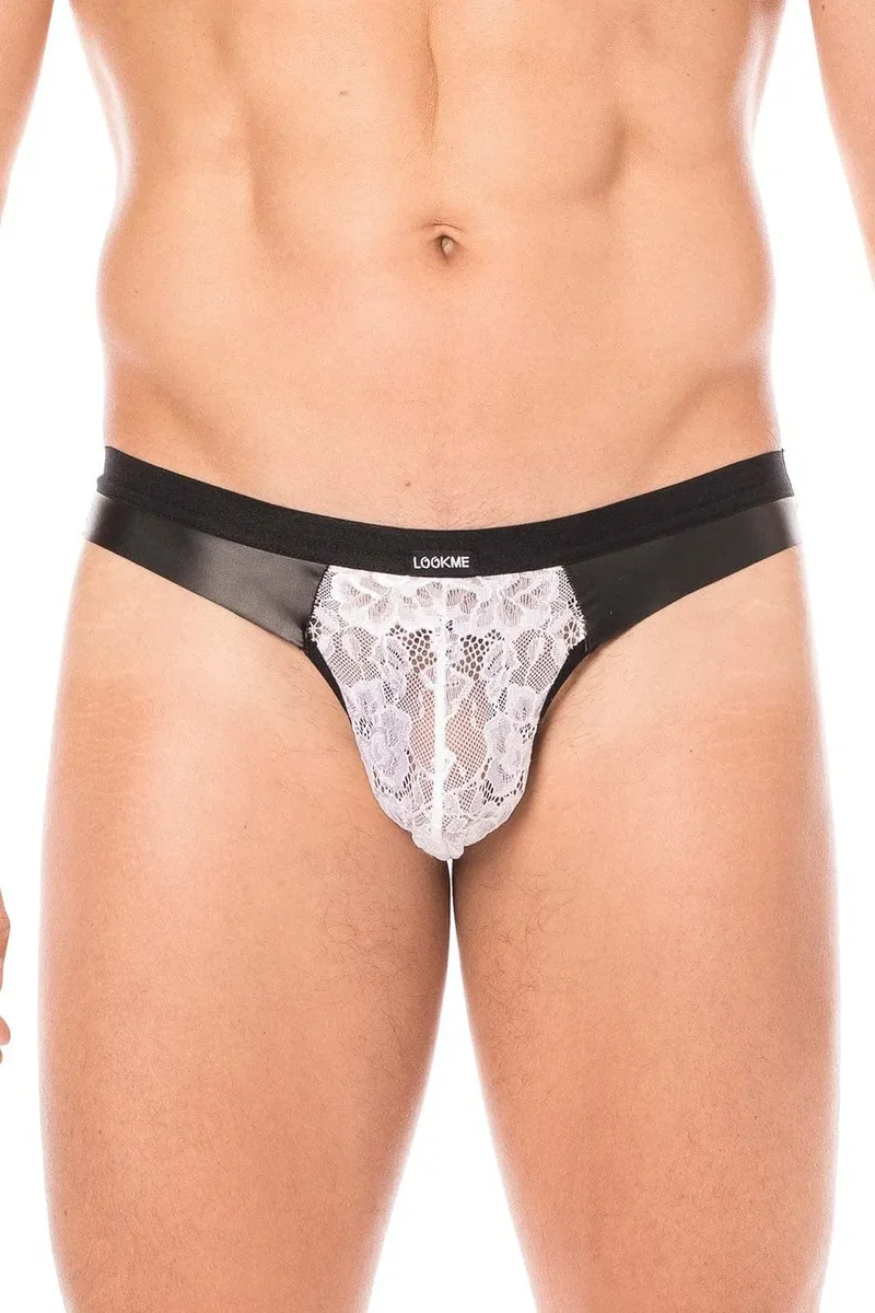 jock dentelle blanche florale masculin sensuel confortable maintien ceinture bande élastique polyester élasthanne douceur délicatesse