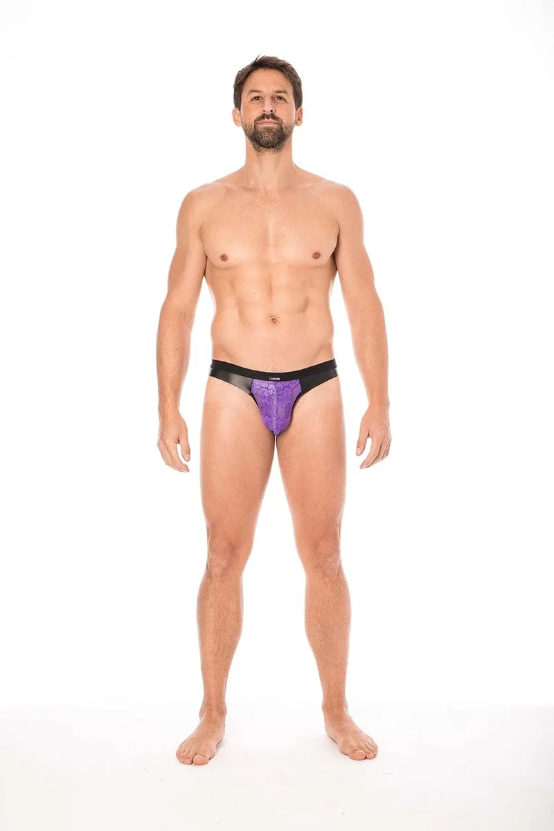 jock dentelle violet florale hommes maintien élastique bande arrière ceinture fine douceur extensible respirant sexy sophistiqué intime quotidien