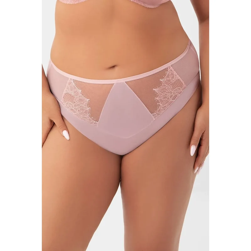 Culottes Gorsenia Lingerie élégantes confortables douces dentelle romantique rose clair coupe haute côtés couverts tulle doublé bande élastique