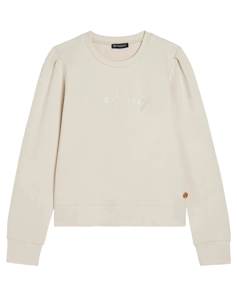 Felpa Girocollo Con Strass Donna