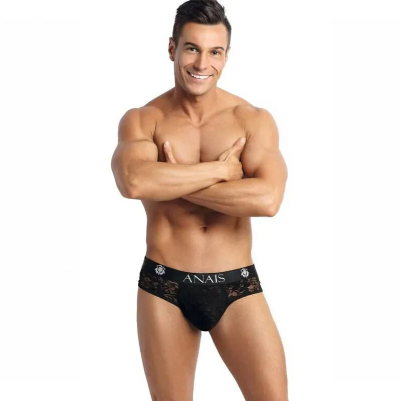 Slip bikini homme dentelle noire fesses ouvertes imprimé fleuri sexy audacieux élégant confortable polyester lycra fabrication européenne ajustement parfait séduction