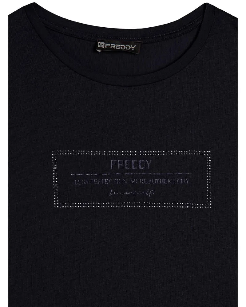 T-shirt Lunga Con Spacchi e Grafica Brillante Donna