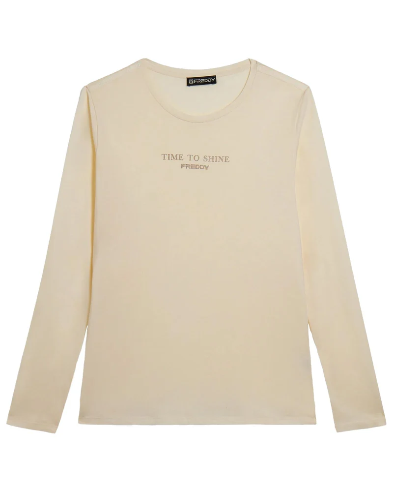 T-shirt Donna Maniche Lunghe Con Banda Logata