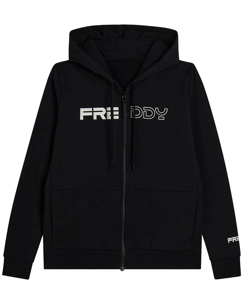 Felpa Full Zip Con Logo Perlato Donna