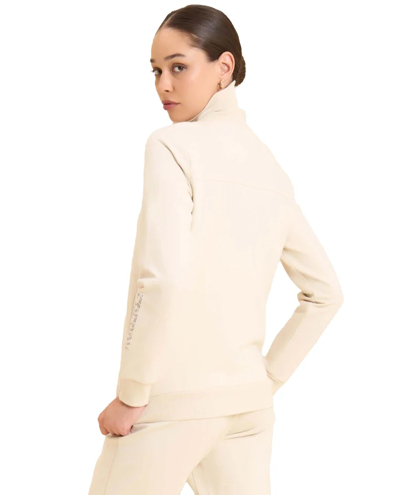 Felpa Con Zip E Collo Alto Risvoltabile Donna