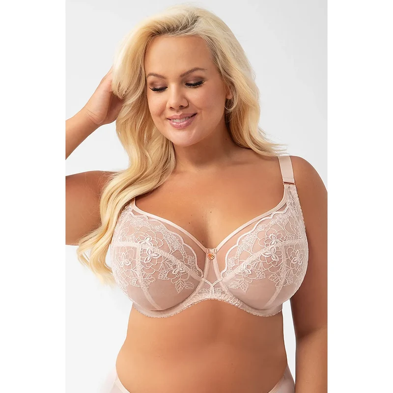 Soutien-gorge élégant dentelle motifs floraux nude Gorsenia lingerie féminine maintien confort romantique lingerie intime sexy
