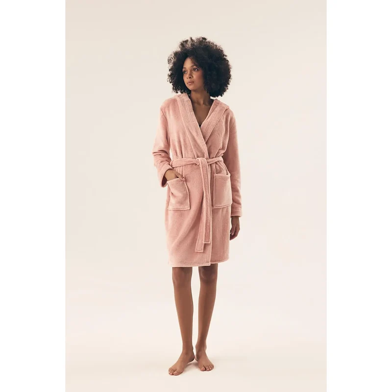 Peignoir douillet élégant pour femme en coton velours manches longues poches intégrées ceinture ajustable détente maison cadeau