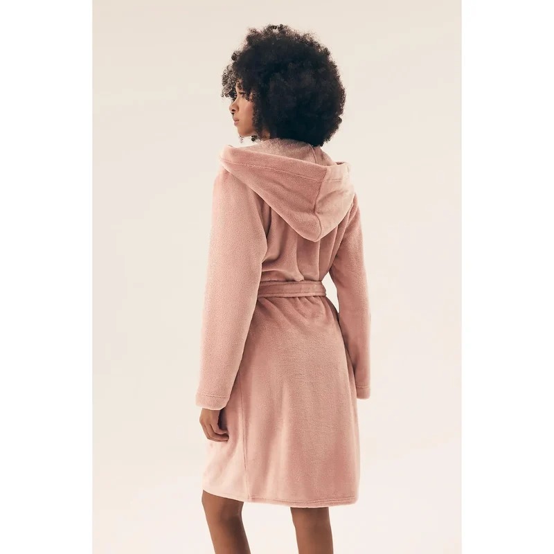 Peignoir douillet élégant pour femme en coton velours manches longues poches intégrées ceinture ajustable détente maison cadeau