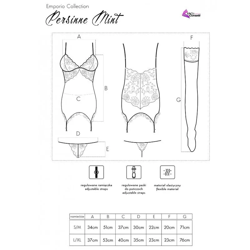 Livco Corsetti Emporio lingerie dentelle luxe trois pièces corset tongs bas satin maintien ceinture délicate sensuelle raffinée soirée romantique cadeau