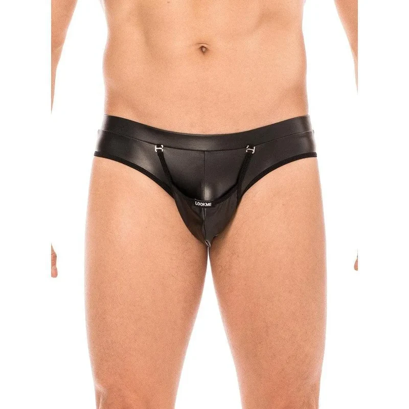 Slip Noir Détachable Transparence BDSM Audacieux Mystérieux Domination Soumission Poche Avant Arrière Polyester Élasthanne Confortable Séduisant