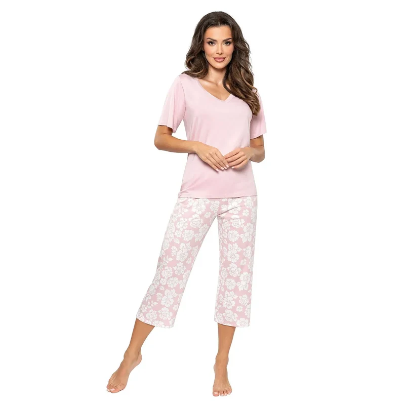 Pyjama femme élégant confort style floral imprimé coton doux robe nuit détente sexy lingerie