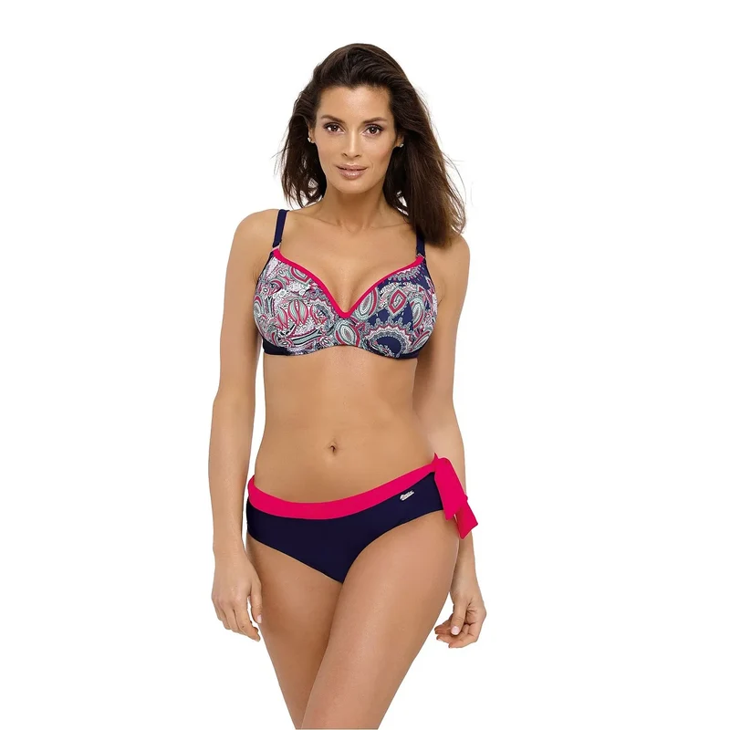 maillot bain deux pièces grandes tailles élégantes tissu italien Marko maintien optimal bonnets froncés culotte haute bretelles réglables bleu marine