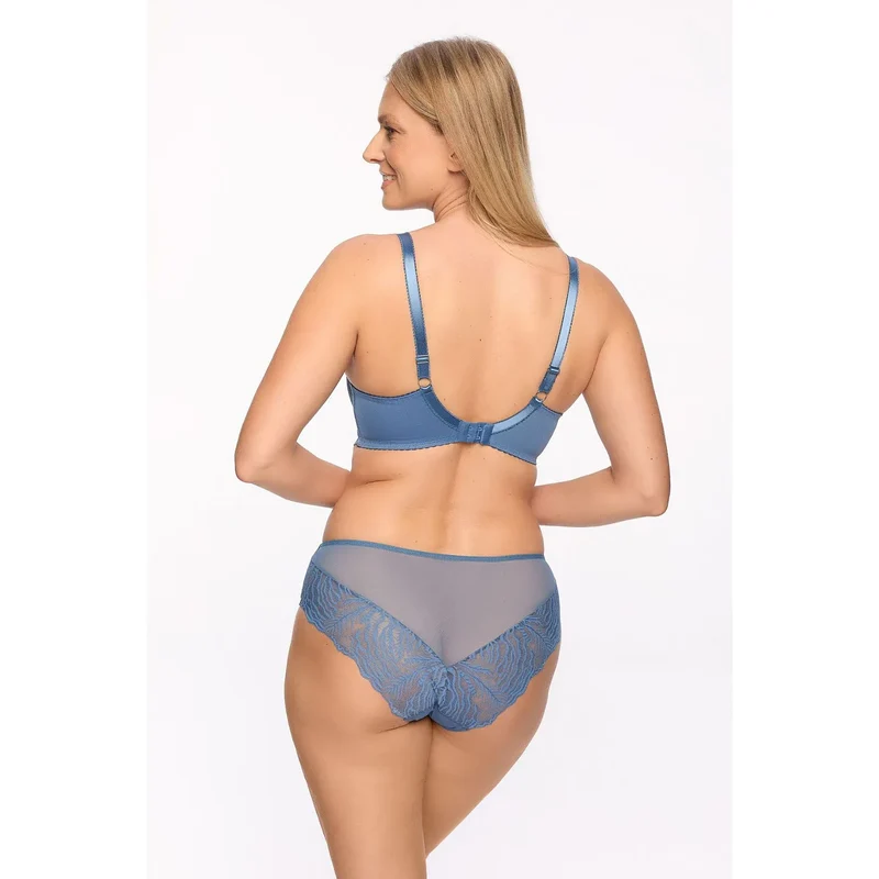 soutiengorge dentelle floral bleu semi rembourré maintien optimal armatures inoxydables latérales inférieures bretelles ajustables bonnet renforcé doublure coton multirang