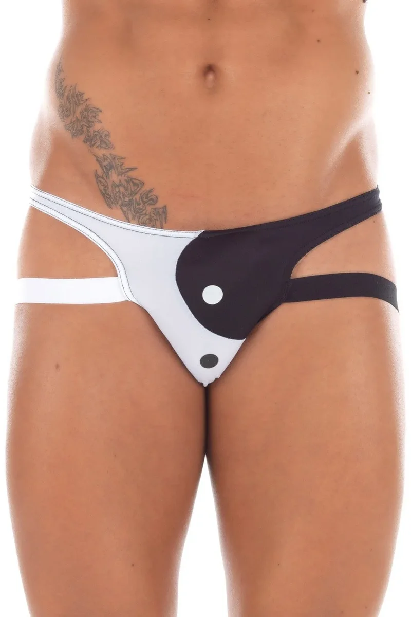 suspensoir yin yang bicolore blanc noir confortable extensible respirant maintien ergonomique sport quotidien polyamide elasthanne tendance zen homme