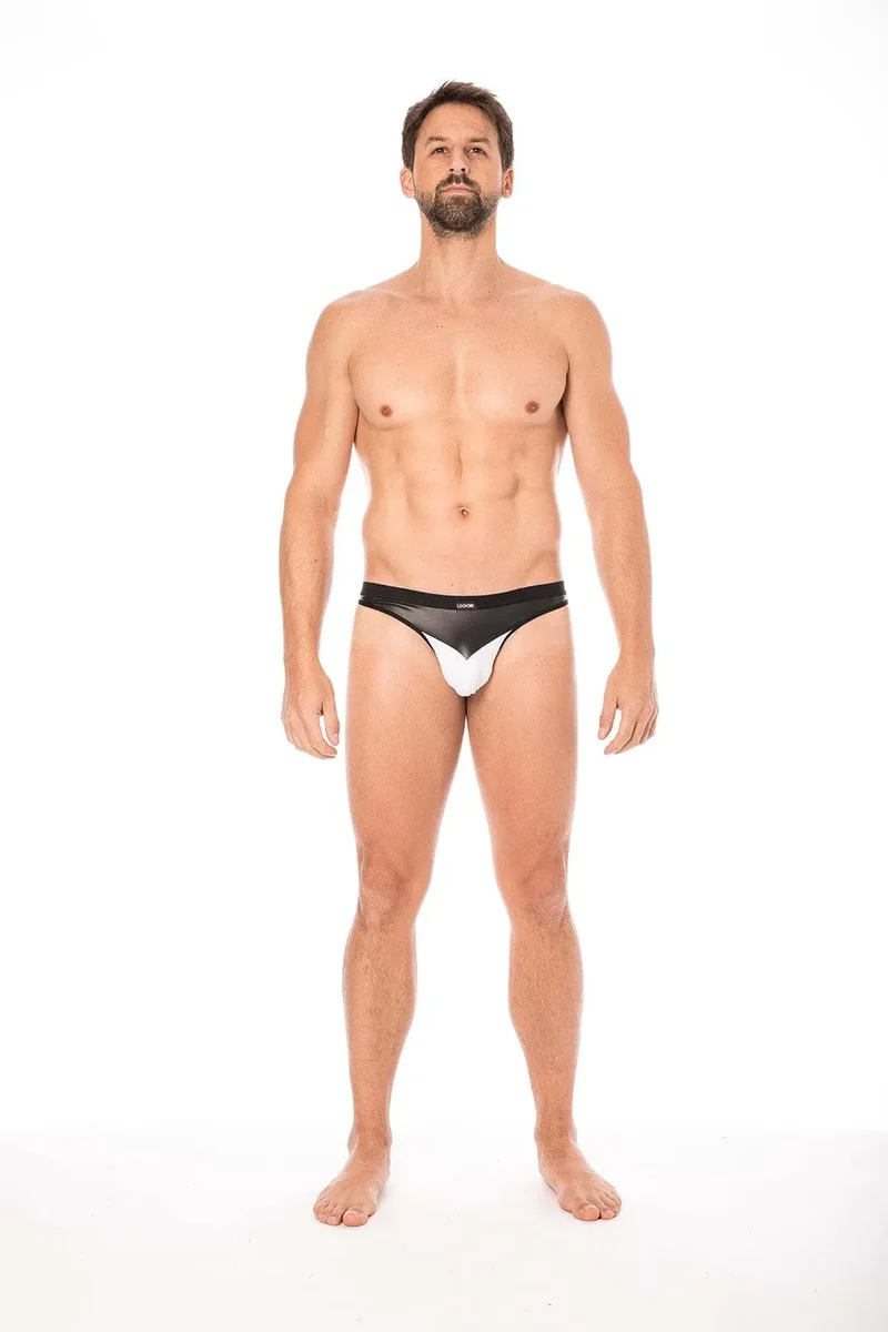 suspensoir blanc confortable simili cuir doux opaque extensible polyester élasthanne pointe simili cuir maintien bandes élastiques arrière silhouette élégante sophistiquée