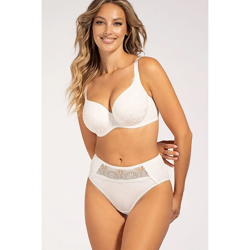 ensemble lingerie blanche culottes taille haute dentelle florale soutien gorge armatures coques moulées bretelles ajustables confort féminine sophistiquée sensuelle