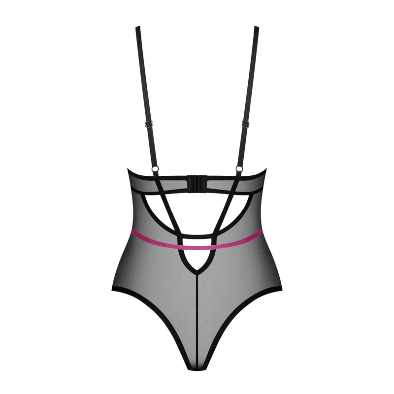 Novenes body noir transparent séduisant femme confiante détails brillants zircons bonnets armatures sangles réglables maintien ajustement extensible confortable