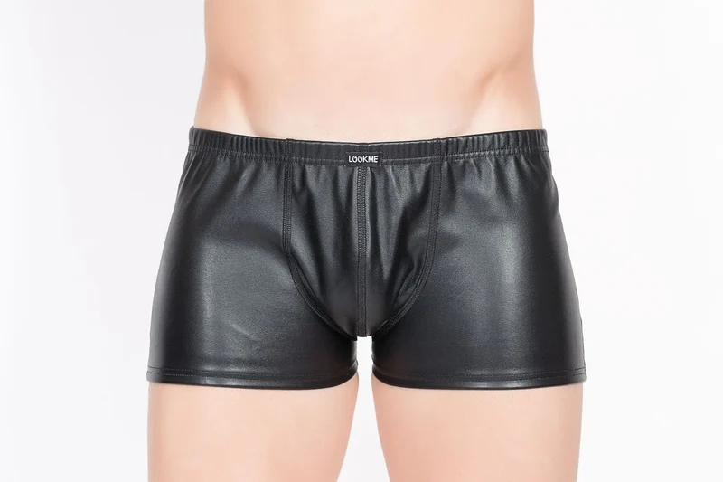Boxer Noir Imitation Cuir Ceinture Elastique Polyester Leger Confortable Ajustement Maintien Quotidien Occasion Speciale Sexy Homme