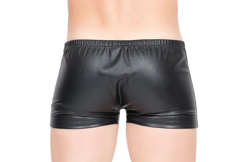 Boxer Noir Imitation Cuir Ceinture Elastique Polyester Leger Confortable Ajustement Maintien Quotidien Occasion Speciale Sexy Homme