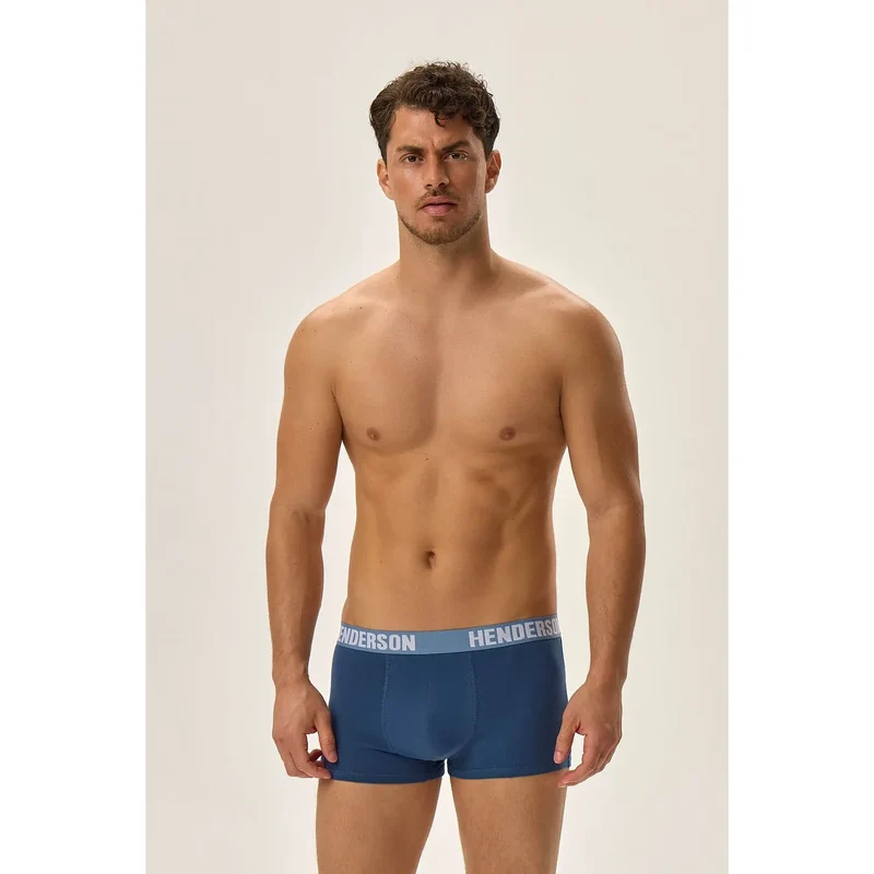 ensemble boxers hommes Henderson coton élasthanne doux extensible respirant ceinture large maintien ajusté coupe courte sport quotidien floral abstrait bleu