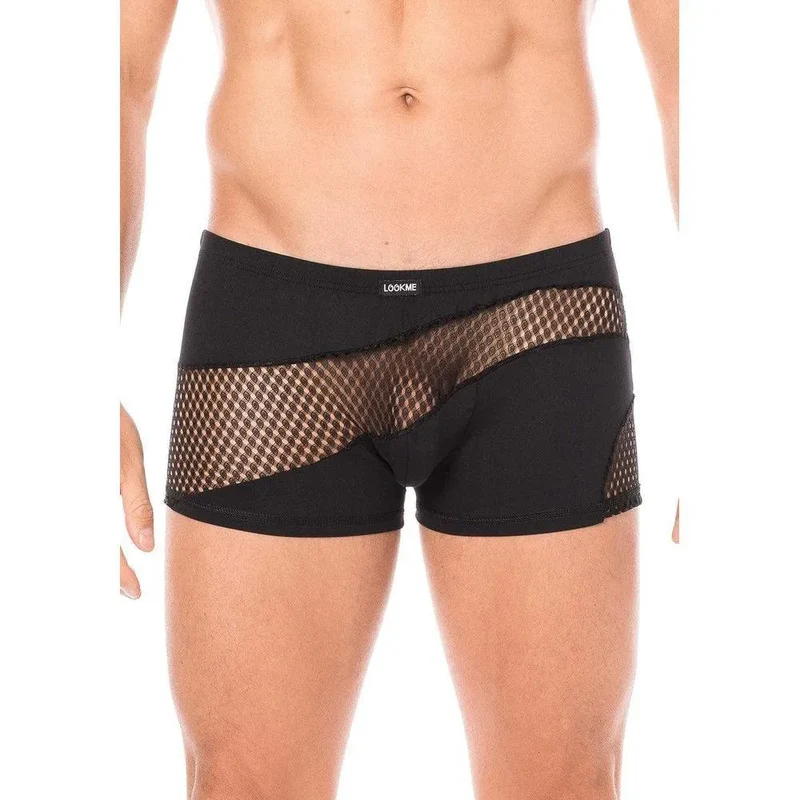 boxer élasthanne noir doux confortable deuxième peau opaque transparent rayures fines élégant branché chic sexy polyamide extensible maintien