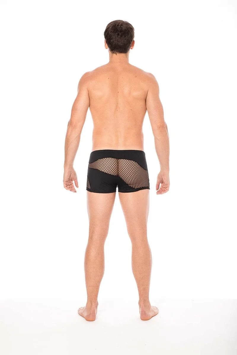 boxer élasthanne noir doux confortable deuxième peau opaque transparent rayures fines élégant branché chic sexy polyamide extensible maintien