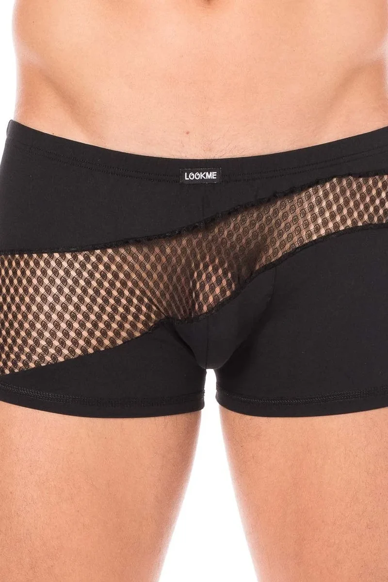 boxer élasthanne noir doux confortable deuxième peau opaque transparent rayures fines élégant branché chic sexy polyamide extensible maintien