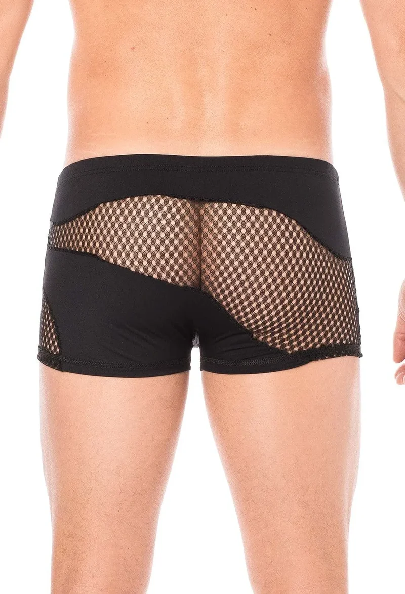 boxer élasthanne noir doux confortable deuxième peau opaque transparent rayures fines élégant branché chic sexy polyamide extensible maintien