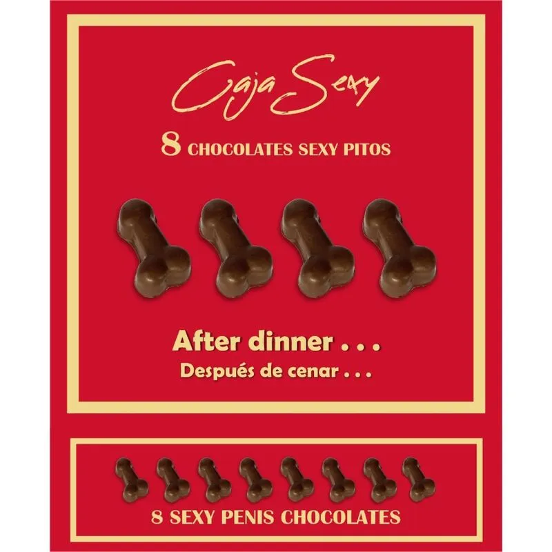 chocolats phalliques humoristiques festifs boîte huit pièces chocolat noir lait artisanal moulés réalistes amusants dégustation cadeau original soirée EVJF