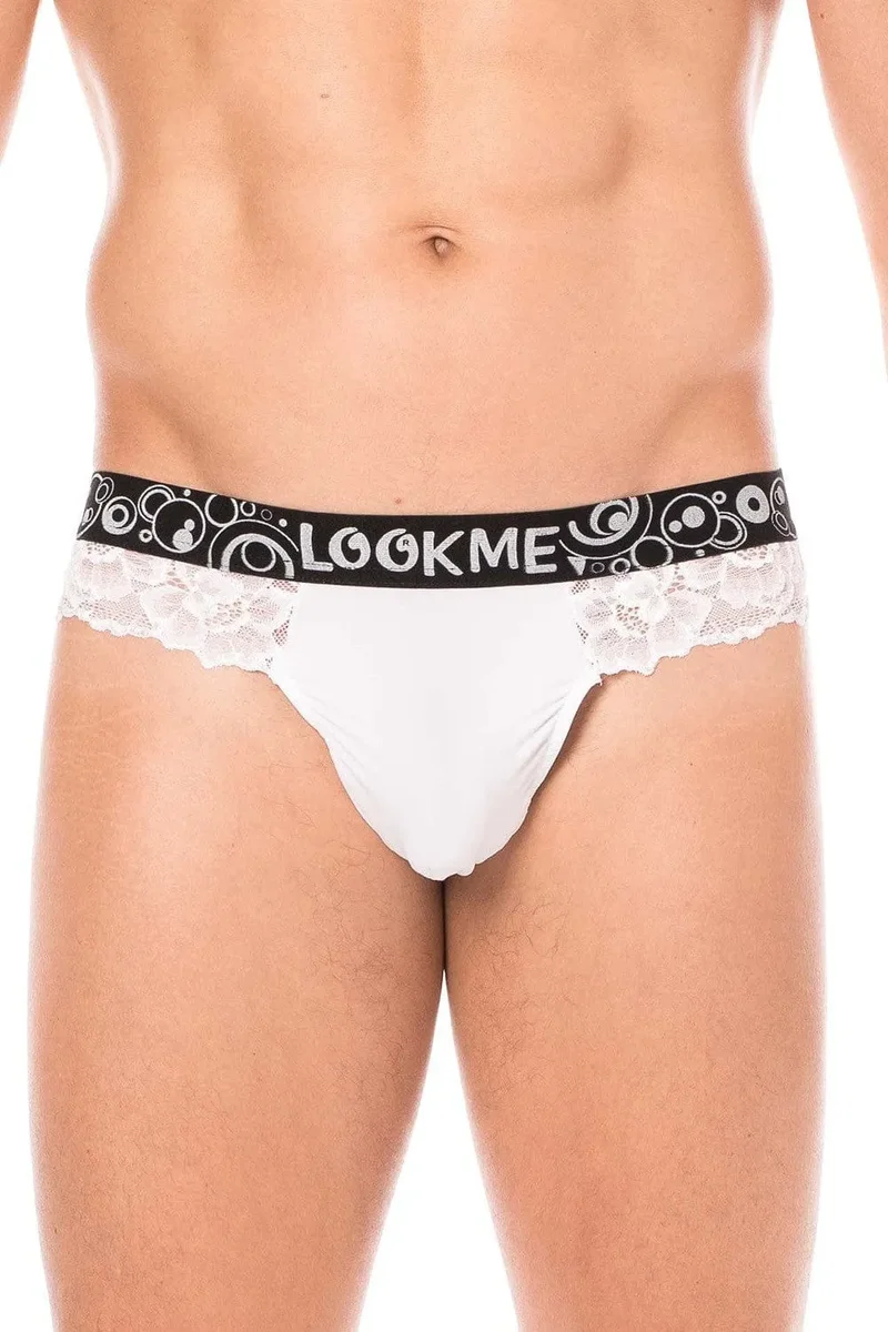 Boxer String Homme Dentelle Blanche Motif Floral Poche Opaque Confort Extensible Elasthanne Polyester Sensuel Raffiné Maintien Affinant Séduction