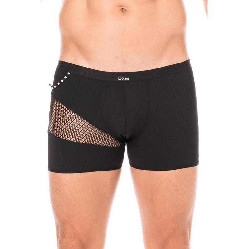 boxer noir homme sexy design branché opaque filet cordelette latéral confortable durable polyamide élasthanne collection urbaine