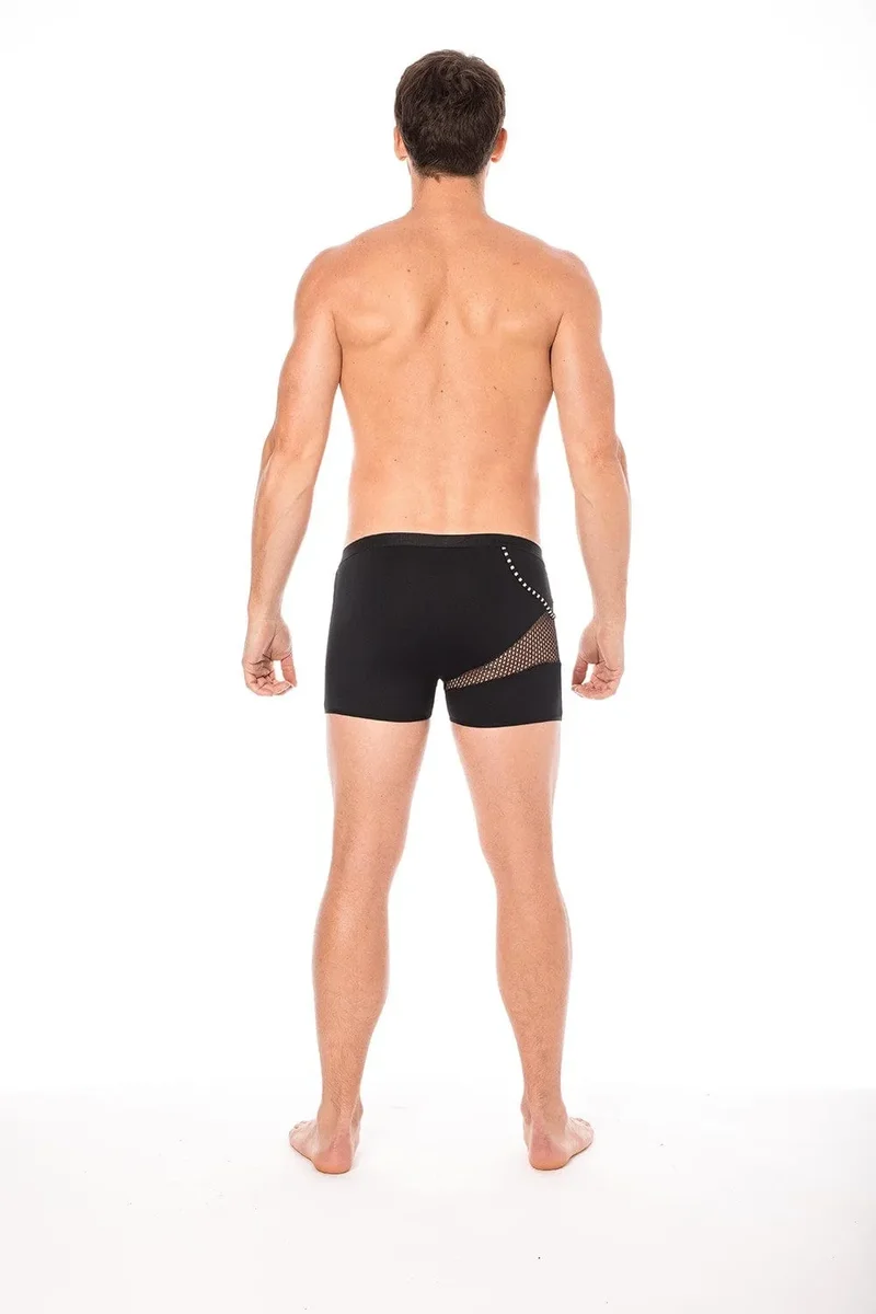 boxer noir homme sexy design branché opaque filet cordelette latéral confortable durable polyamide élasthanne collection urbaine