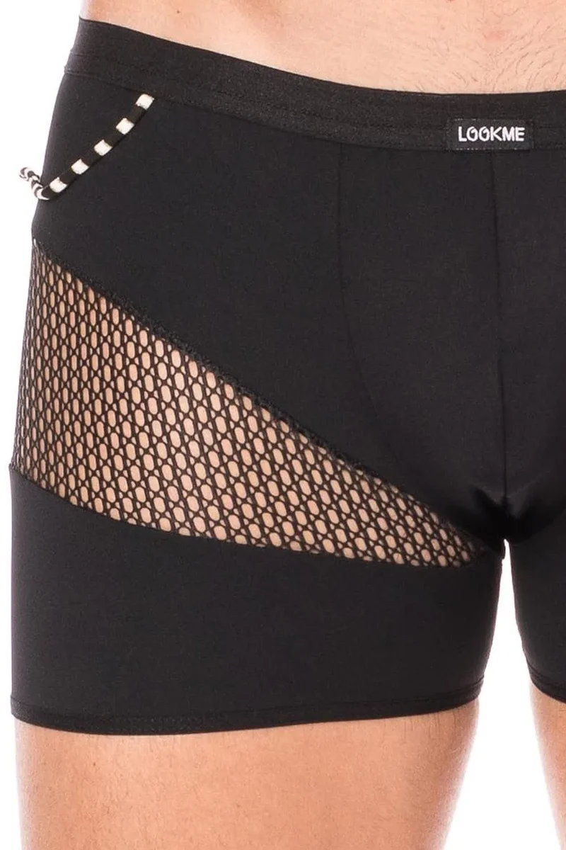 boxer noir homme sexy design branché opaque filet cordelette latéral confortable durable polyamide élasthanne collection urbaine